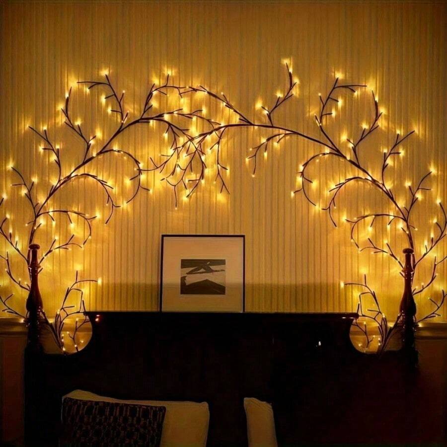 Warm Colored Light Vine Lamp, LED Tree Branches Rattan Decoration Lights, USB Powered Room Ambience Light, Wall Light, Christmas Party Decoration, Suitable For Living Rooms, Bedrooms, Weddings, Parties - 62.99inch / 72LEDs - View 1