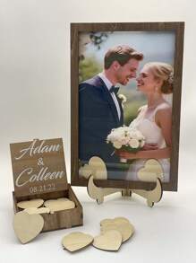 32pcs Personalized Photo Marriage Signature Frame Set, Guest Message Book For Wedding, Home Decor For Bedroom, Modern & Stylish, Customized, Unique Gift Idea For Him, Her, Boyfriend, Girlfriend, Parents, Family, Friends, Anniversary, Valentine's Day, Mother's Day, Back To School, Christmas, Halloween, Ramadan, Birthday, Father's Day, Graduation, Housewarming, Restaurant, Living Room, School