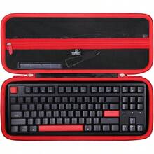 Hard Storage Case For Keychron QMK VIA Aula F75 Pro WIN68 HE RedThunder 60 GEODMAER 65 Gaming KeyboardTravel Case For EPOMAKER X Aula F75 Azz AK820 Pro Mechanical Keyboard Only Box (Black + Red)L - 黑色+紅色 - 查看 1