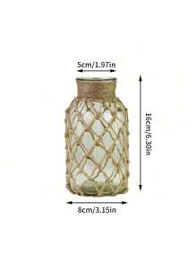 1 Peça Bolsa de Rede Vintage Feita à Mão e Criativa, Vaso de Vidro Transparente para Decoração Doméstica, Arranjo Floral e Hidroponia, Decoração Doméstica, Vaso de Flores, Peça Central, Decoração de Mesa