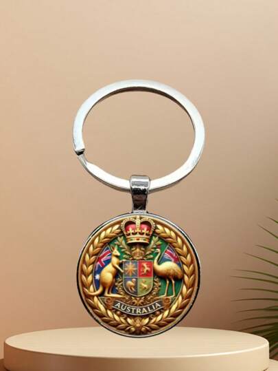 1 Stück modischer Schlüsselanhänger mit australischem Nationalsymbol, mit Krone- und Kartenmotiv, Geschenk für Männer, Familie und Freunde, geeignet für Weihnachten, Feiertage, Festivalzubehör, Rucksack für Schule, Autoaccessoires, süße Goth Y2K-Tasche, Schlüsselbänder mit ID-Halter, Autoaccessoires, Taschenanhänger