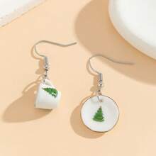 1 par de pendientes con diseño de taza y platillo de cerámica únicos, joyas de pendientes adecuadas para uso diario, festivales, fiestas, regalos