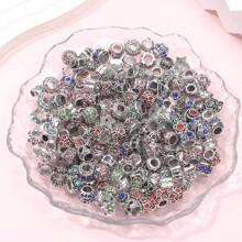 Large Hole Metal Spacer Beads For Bracelet Necklace Jewelry Making, Rhinestone Focal Beads For Pen Hair Keychain, Mixed Style