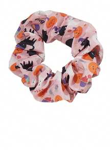 1pc Halloween Hair Scrunchies, Pumpkin Skull Design Hair Tie, Spooky Theme Hair Accessories, Scrunchies Hair, Hair Tie ,Hair Accessories, Ponytail Holders, Hair Elastics, Hair Rubber Bands ,Halloween Costumes Holiday Essential