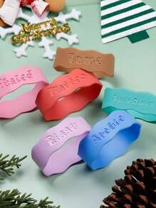 1pc Personalized Insulated Cup Protective Covers, Personalized Labels, Reusable Daycare Items, Customized Water Bottle Labels, And Labeled Customizable Silicone Cup Straps. These Are Essential Items For Daycare Supplies, Featuring Anti-Slip And Heat-Resistant Functions.