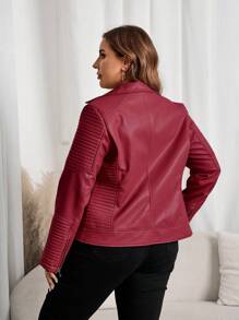 Giolshon Women's Plus Size Street - Style Faux Leather Moto Jacket - Short PU Coat With Lining & Pockets, Casual Edgy Urban Wear