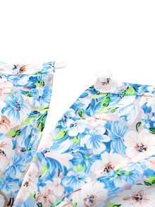 Vestido Corto Casual Con Estampado Colgante De Cuello De Ver - Azul - Ver 4