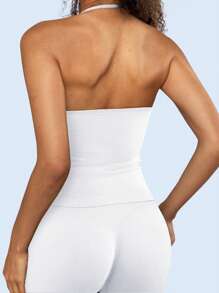 Yefecy New Impact Sports Yoga Vest Women's Fitness Yoga Top Gym Clothes Workout Backless Scrunch Built-In Bra With Cups Tops