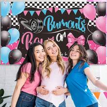 1pc Burnouts Or Bows Gender Reveal Decoration Bows Or Burnouts Backdrop Gender Reveal Party Supplies Blue Or Pink Baby Shower Banner Photography Background - Multicolor - View 3