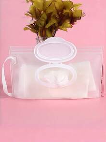Bolsa para Lenços Úmidos - Estojo Portátil de EVA com Tampa Basculante, Armazenamento à Prova de Vazamento, Dispensador de Puxada Suave para Maquiagem, Rosto e Mãos, Organizador Compacto e Fofo para Lenços - Branco - Visão 3