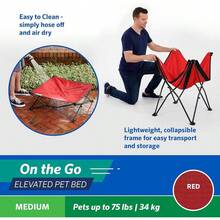 Coolaroo On-The-Go Elevated Dog Bed - Foldable Pop-Up Travel Dog Bed With Breathable, Moisture-Resistant Fabric, Carry Bag Included, Lightweight & Portable, Emerald Green, Standard - Red - View 3