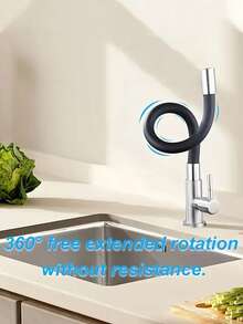 3件套/1件 360°旋转厨房水龙头，不锈钢水槽混合龙头，带柔性硅胶软管，单孔安装，镀铬表面，防滴漏节水设计，适用于现代厨房水槽、浴室盥洗台和现代厨房用品。厨房配件，厨房工具