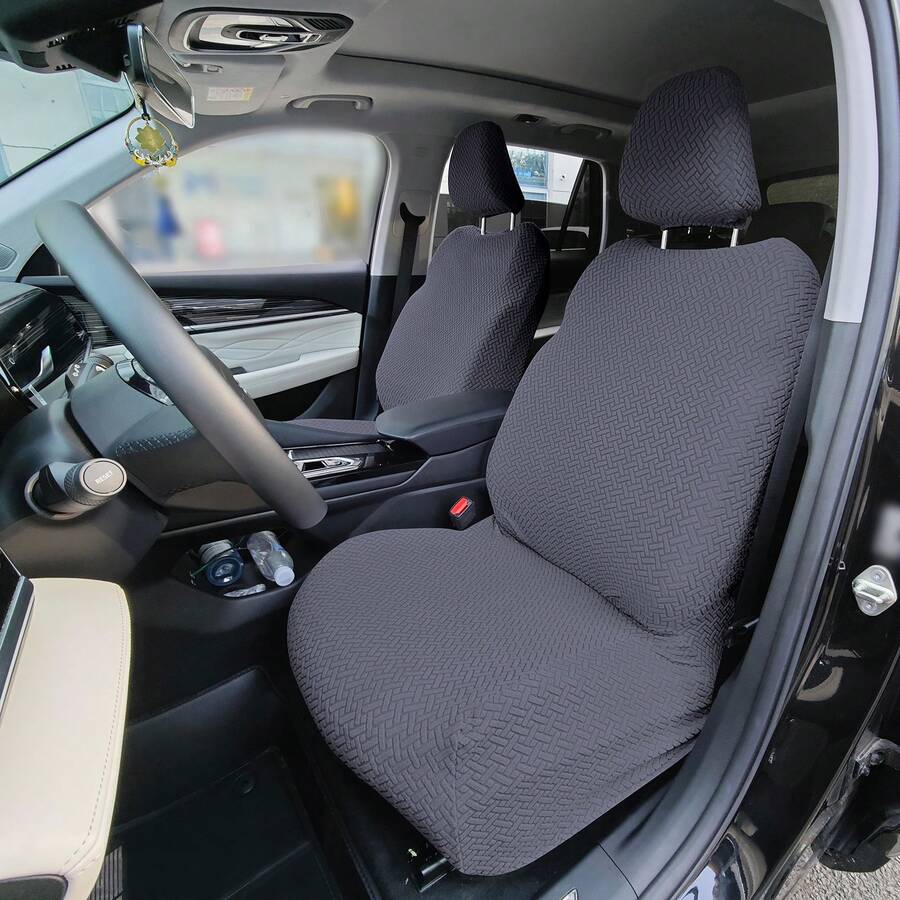 2PCS Car Front Seat Cover Car Seat Cover With Storage Pocket Washable Split Automotive Seat Cover Protector For Truck,Van ,SUV Seat Covers Front Kit Protector Washable Cover For All Car Models - 深灰色 - 查看 1
