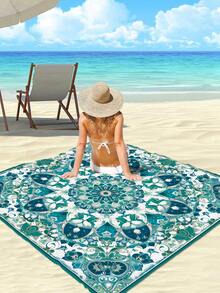 1 件新款户外防水防沙数码印花野餐垫/沙滩巾，时尚清新图案，适合户外露营和野餐