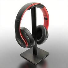 1pc Aluminum Alloy + TPU Headphone Stand, Gaming Headset Holder Rack For Desktop, Multi-Color Options - Black - View 2