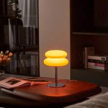 Abat-jour de lampe de pain à double couche personnalisé moderne, avec finition métallique brillante polie. Alimenté par USB, éclairage tamisable chaud et romantique pour la décoration de la chambre, veilleuse, excellent article cadeau
