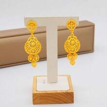 Dubai Gold Jewelry Set, African Bride Wedding Jewelry Set, Nigeria Necklace Bracelet Earrings Ring Jewelry - Yellow Gold - View 7