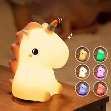 Cute Whale Unicorn Night Light Silicone USB Rechargeable Nightlights Bedroom Decor Table LED Lamp Gifts