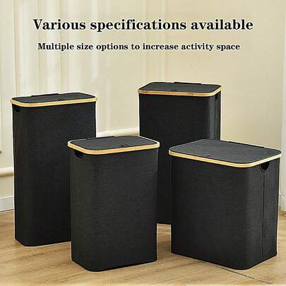 1 pieza Cesta de ropa plegable con tapa, organizador de almacenamiento de ropa sucia de tela Oxford duradera, cesto de ropa portátil para el hogar para dormitorio, baño y cocina, cesto de ropa plegable y ahorrador de espacio