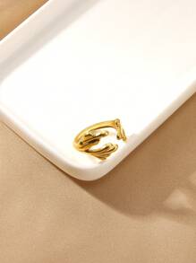 Waterproof Ring For Women Gold Color Stainless Steel Opening Rings Geometric Shell Flower Cute Ring Jewelry Daily Dainty Gift