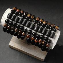 10mm Beaded Bracelets For Men Women Couple Black Punk Streetwear Tigers Eye Bangles Gifts For Boyfriend Constellation Aries Taurus Gemini Cancer Leo Virgo Libra Scorpio Sagittarius Capricorn Aquarius Pisce Zodiac Lover Accessories Jewellery