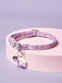 PETSIN 适用于猫和小型/中型犬的宠物项圈，带有铃铛设计的可爱猫脸和爪印 - 彩色 - 查看 5