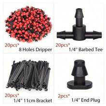 滴灌系统，微型花园滴灌系统，带 1/4 英寸管道和可调节喷雾喷嘴，温室、庭院、草坪、植物自动浇水系统