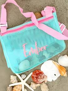 Personalized Kids Beach Bag, Seashell Bag, Toddler Beach Tote, Summer Pool Bag, Kids Travel Bag, Beach Bucket Bag
