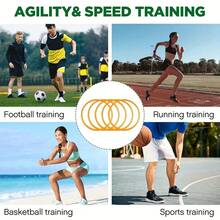 10 个敏捷环，速度和敏捷性训练环，速度训练环，用于训练投掷设备，15 英寸（约 38 厘米）