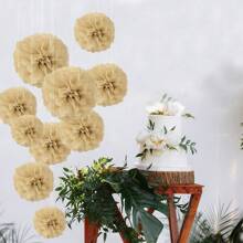 10 pièces/20 pièces/Set Pompons en papier de soie, boules de fleurs en papier suspendues pour mariage, fiançailles, anniversaire, baby shower, enterrement de vie de jeune fille, décoration de fête