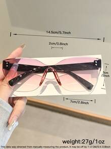 1 件女士亚克力无框一体式街头嘻哈猫眼时尚眼镜，适合夏季户外骑行和 Y2k 配饰学院风，适合返校季猫眼形猫眼形太阳镜