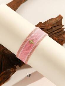 1/6pcs Boho Style Braided Bracelets With Letter, Heart, Cross & Daisy Tassel Decor, Suitable For Women Everyday Wear - Multicolor - View 10