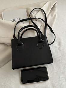 纯色 PU 皮革手提包，简约休闲小方包，通勤迷你单肩包，时尚斜挎包，适合外出