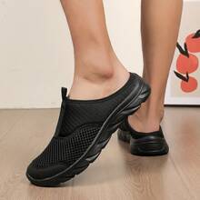 Giày lười mùa hè unisex, dép bít mũi thoáng khí, giày lười lưới nhẹ không gót cho nam, dép bít mũi ngoài trời cho nữ - màu đen - Xem 6