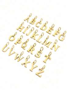 1pc New Gold Color Hollow Heart Initial Pendant Stainless Steel Herringbone Chain Necklace For Women