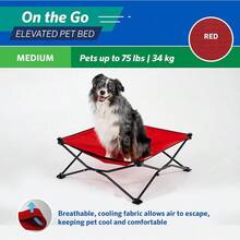 Coolaroo On-The-Go Elevated Dog Bed - Foldable Pop-Up Travel Dog Bed With Breathable, Moisture-Resistant Fabric, Carry Bag Included, Lightweight & Portable, Emerald Green, Standard - Red - View 7