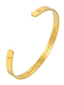 1pc Stainless Steel "Happy Graduation 2025" Adjustable C-Shape Bangle Bracelet, Fashion For Men And Women, Suitable For Daily Wear, Gatherings And Parties