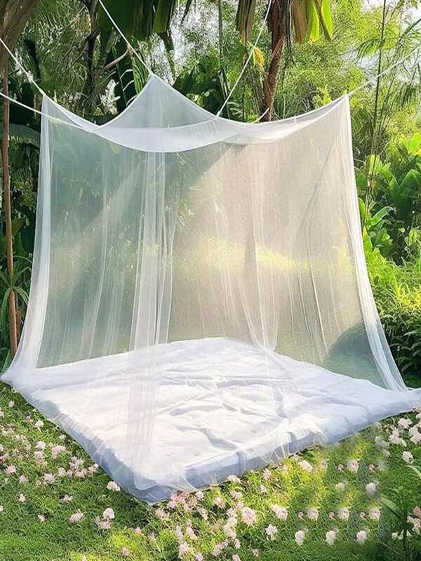 1pc Bed Canopy Mosquito Net, Mosquito Net Canopy For Room Decor & Anti-Insect, Heavy Duty Mosquito Netting For Indoor & Outdoor, Outdoor Camping Mesh Tent, Square Netting Curtain For Bunk Bed, Camping, Bedding, Patio, Easy Installation