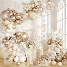 112pcs Gold, White And Transparent Latex Balloons - With Champagne Gold Metallic Balloons - Perfect For Boys Girls Children Birthday, Wedding, Bridal Shower, Graduation, Home Decor And Celebration, Celebration Decor Collection - Mixed Colors - View 7