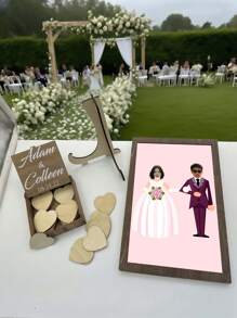 32pcs Personalized Photo Marriage Signature Frame Set, Guest Message Book For Wedding, Home Decor For Bedroom, Modern & Stylish, Customized, Unique Gift Idea For Him, Her, Boyfriend, Girlfriend, Parents, Family, Friends, Anniversary, Valentine's Day, Mother's Day, Back To School, Christmas, Halloween, Ramadan, Birthday, Father's Day, Graduation, Housewarming, Restaurant, Living Room, School