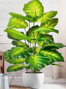 1 Bund großer künstlicher grüner Philodendron Pflanzen, geeignet für Außendekoration, Heim- und Bürodekoration, Tischgestecke, auch ideal für Hochzeiten, Geburtstage, Jahrestage, Ostern, Muttertag, Juni, St. Patrick's Day, Valentinstag, für Innen- und Außenbereich