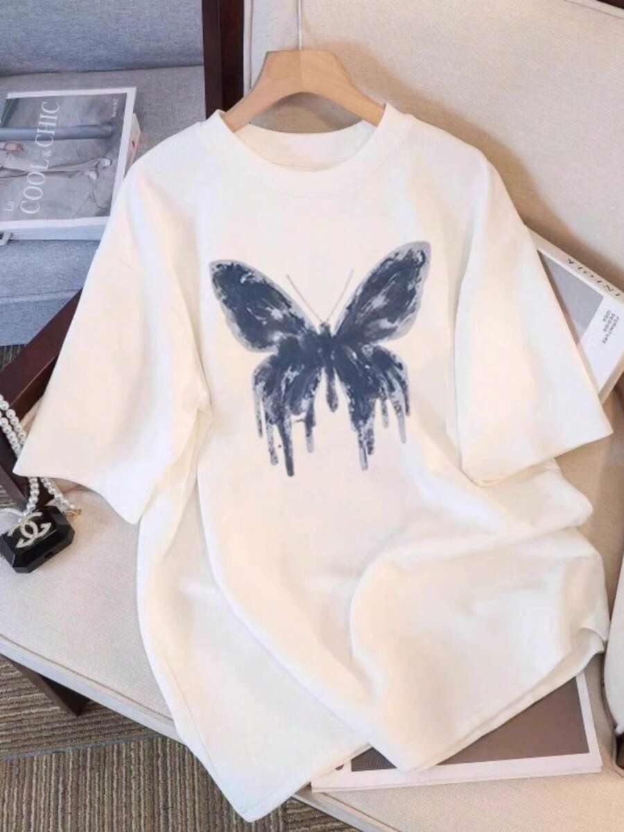 Camiseta de algodón con estampado casual de moda para mujer - Blanco - Ver 1