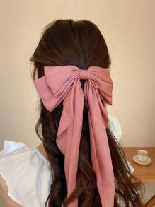 1/2 piezas Grandes Moños de satén sedoso para niñas, Pinzas de metal con cola larga, Accesorios para el cabello tipo lazo estético para niñas y adolescentes, para fiestas y uso diario