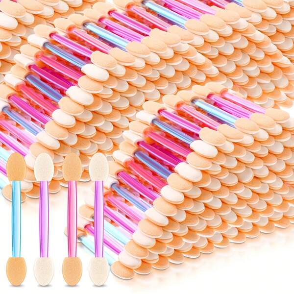 50pcs Nail Sponge Stick, Double-Ended Sponge Brushes For Nail Gradient, Rhinestone Decorations, Makeup Tools, Disposable Dual-Headed Eyeshadow Brush