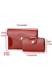 Conjunto Elegante de 3 Peças de Bolsas de Moda Feminina com Bordado - Estampa Geométrica Elegante, Bolsa de Couro Sintético e Carteira Tipo Clutch com Lenço