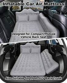 Truck Air Mattress Back Seat| Inflatable Car Camping Mattress Bed For Back Seat, SUV Blow Up Rear Seat Sleeping AirBed For Van Travel With Pump & Pillows - Xám - Xem 2