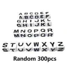 100/1000pcs/Pack White Background Black Letter Beads, 6mm Acrylic English Alphabet Square Letter Beads DIY Jewelry Making Accessories, Decorative Supplies | Overflowing Beads | Durable Bead Material For Jewelry Making - Black and White - View 24