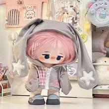 3pcs (Doll Clothes Only) 20cm Super Cute Rabbit Ear Hoodie Doll Clothes, Detachable Doll Outfit 3 Pieces Set, Suitable For Back To School, Graduation, Gifts, Parties, Holidays, Friends Birthday (Includes Glasses And Hanger) - Multicolor - View 9