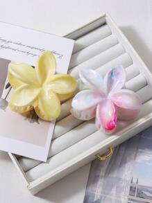 2 pièces Pince à cheveux en acrylique en forme de fleur de frangipanier, élégante et douce, accessoire pour chignons, queue de cheval. Style nature mignon, convient pour un usage quotidien, les voyages, les séances photo (couleurs aléatoires). Pinces à cheveux fleuries.