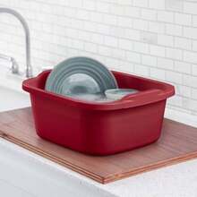 0647 Large MultiFunction Home 12Qt Sink Dish Wash Pan Red 8 Pack - as pic - View 4
